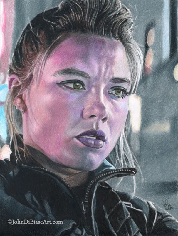 Yelena (Florence Pugh) in "Hawkeye" Colored Pencil Drawing Print (Commission) 8.5 x 11