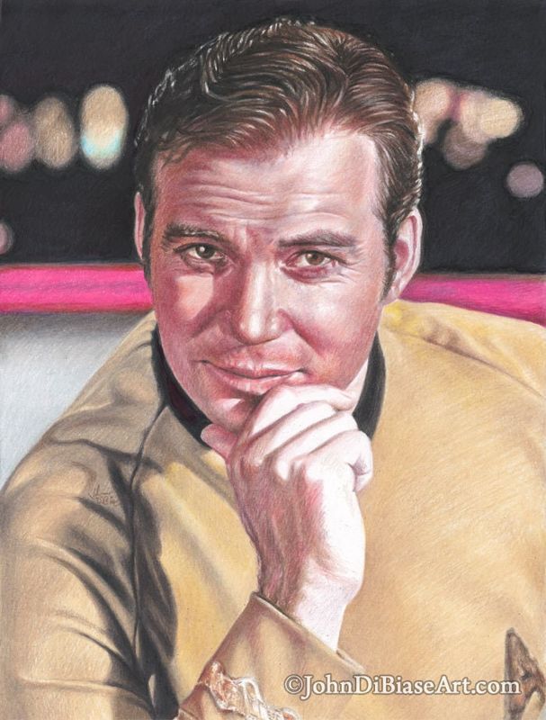 William Shatner as Captain Kirk Colored Pencil Drawing Print 8.5 x 11