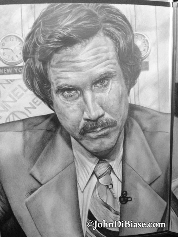 Original Drawing of Will Ferrell as Ron Burgundy from Anchorman (NOT a print)