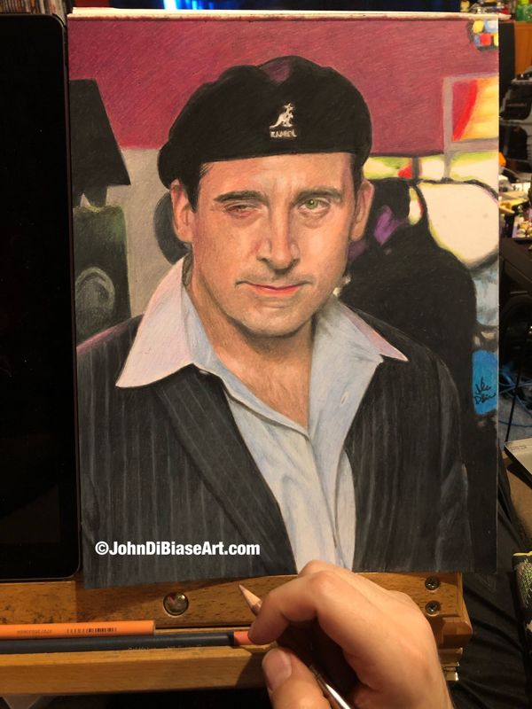 Date Mike Original Colored Pencil Drawing of Michael Scott (Steve Carell) from The Office (NOT a print)