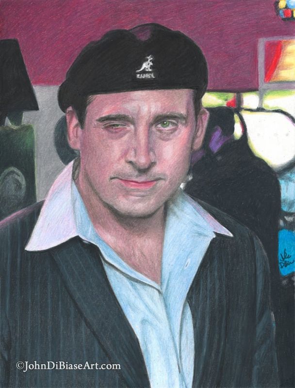 Date Mike Original Colored Pencil Drawing of Michael Scott (Steve Carell) from The Office (NOT a print)