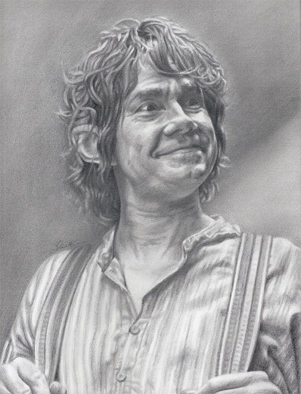 Drawing Print of Martin Freeman as Bilbo Baggins from The Hobbit