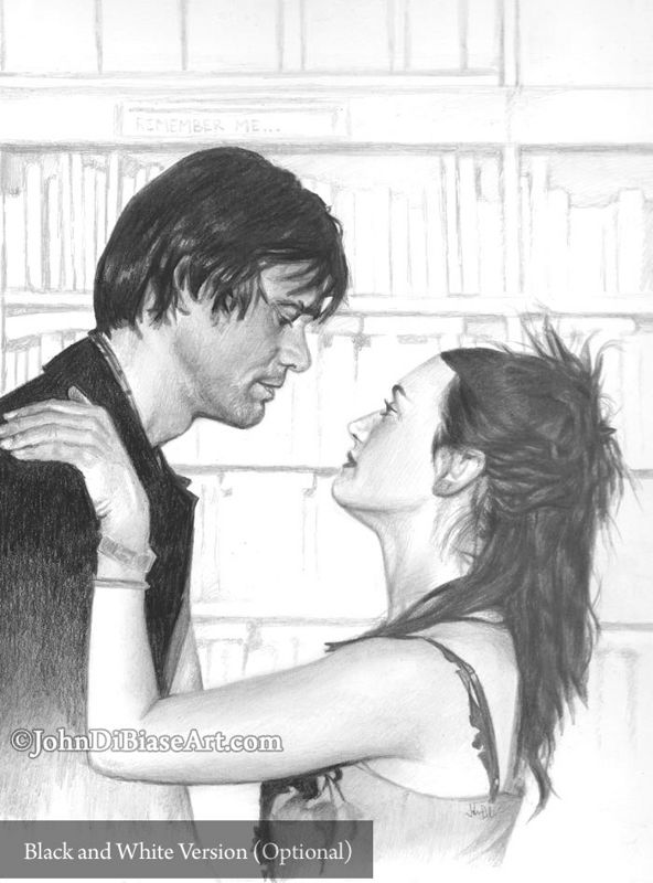 Joel and Clementine in "Eternal Sunshine of the Spotless Mind" (Jim Carrey / Kate Winslet) Colored Pencil / Graphite Drawing Print  8.5 x 11