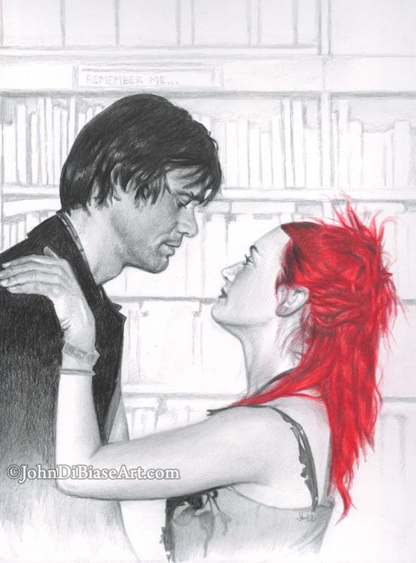 Joel and Clementine in "Eternal Sunshine of the Spotless Mind" (Jim Carrey / Kate Winslet) Colored Pencil / Graphite Drawing Print  8.5 x 11