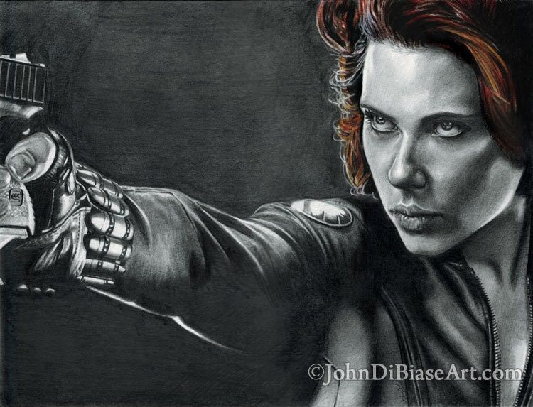 Black Widow (Scarlett Johansson) from Avengers Drawing Print 11 x 8.5