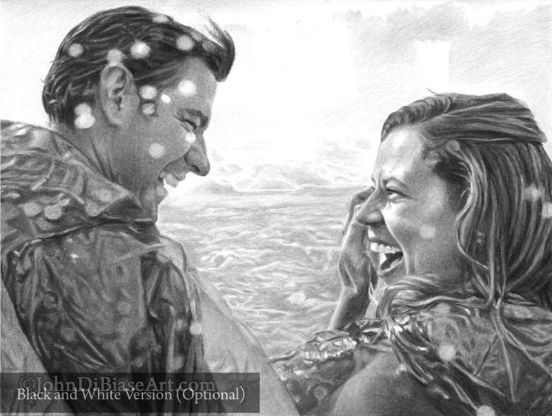 Jim and Pam Niagara Falls Wedding from "The Office" (Jenna Fischer and John Krasinski) Colored Pencil Drawing Print 8.5 x 11