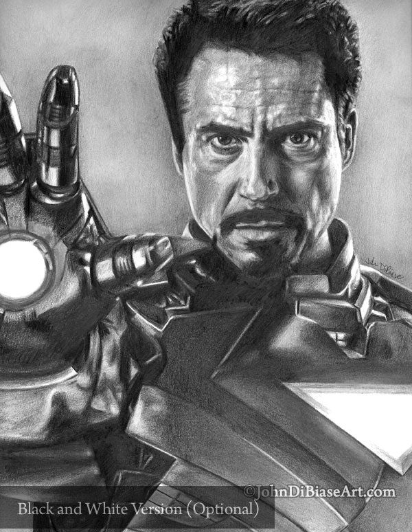 Iron Man (Robert Downey Jr.) from Avengers Drawing Print 8.5 x 11