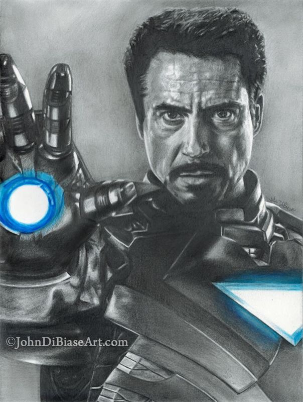 Iron Man (Robert Downey Jr.) from Avengers Drawing Print 8.5 x 11