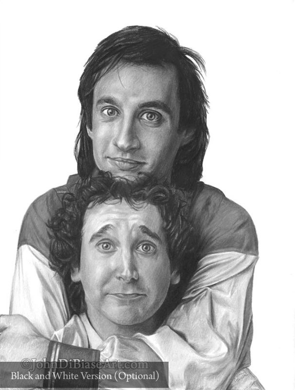 "Perfect Strangers" Balki and Larry (Bronson Pinchot, Mark Linn-Baker) Colored Pencil Drawing Print 8.5 x 11