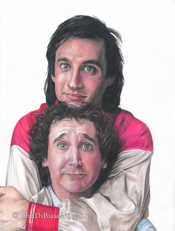 "Perfect Strangers" Balki and Larry (Bronson Pinchot, Mark Linn-Baker) Colored Pencil Drawing Print 8.5 x 11