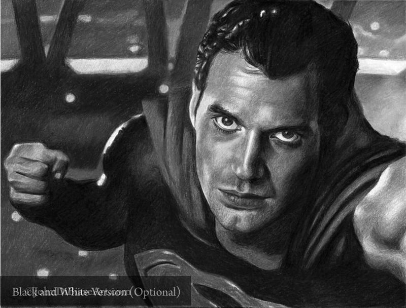 Black Suit Superman (Henry Cavill) in Zack Snyder's Justice League Drawing Print 11 x  8.5