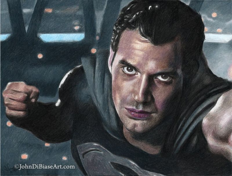Black Suit Superman (Henry Cavill) in Zack Snyder's Justice League Drawing Print 11 x  8.5