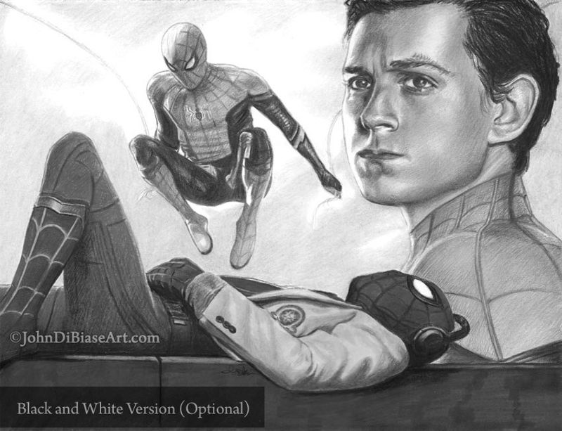 Peter Parker / Spider-Man (Tom Holland) in Avengers / Far From Home Colored Pencil Drawing Print 11 x 8.5