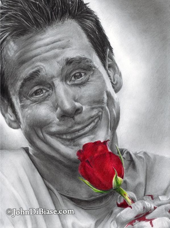 Jim Carrey holding a rose Drawing Print 8.5 x 11