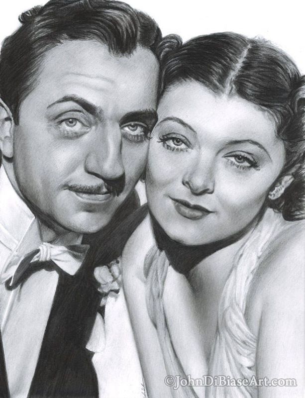 Drawing Print of William Powell and Myrna Loy