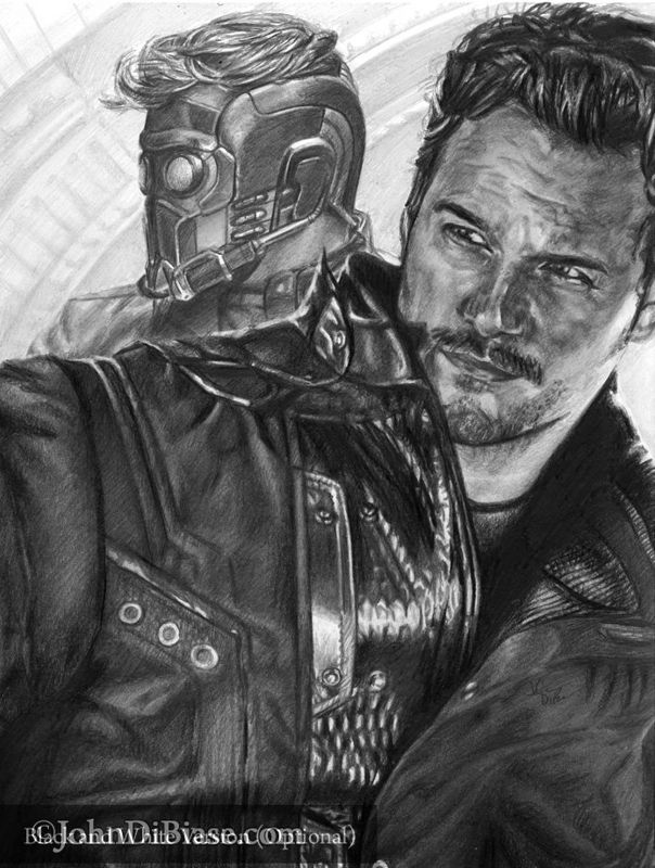Chris Pratt as Star Lord/Peter Quill in Guardians of the Galaxy Drawing Print 8.5 x 11