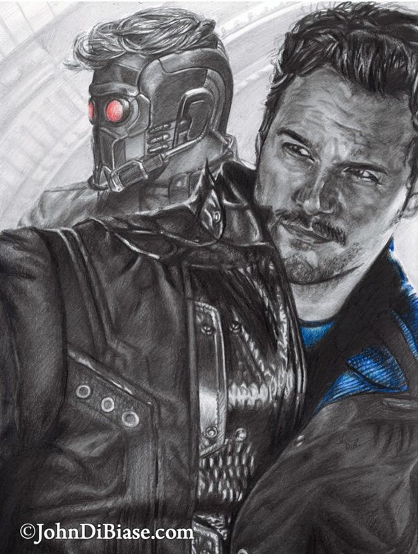 Chris Pratt as Star Lord/Peter Quill in Guardians of the Galaxy Drawing Print 8.5 x 11