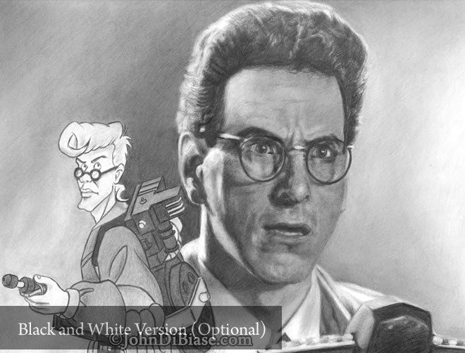 Harold Ramis as Egon Spengler in Ghostbusters with Real Ghostbusters Egon Drawing Print 11 x 8.5