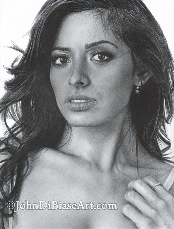 Sarah Shahi Original Graphite Drawing (NOT a print) 9" x 12"