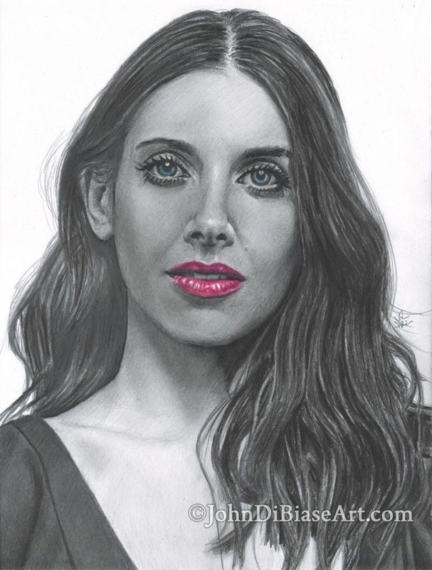 Alison Brie Graphite and Colored Pencil Drawing Print 8.5 x 11