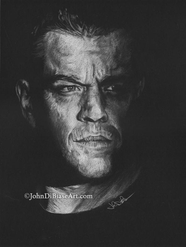 Drawing Print of Colored Pencil Drawing of Matt Damon as Jason Bourne