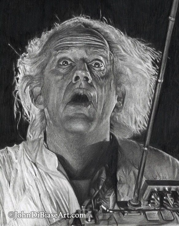 Drawing Print of Christopher Lloyd as Doc Brown in Back To The Future