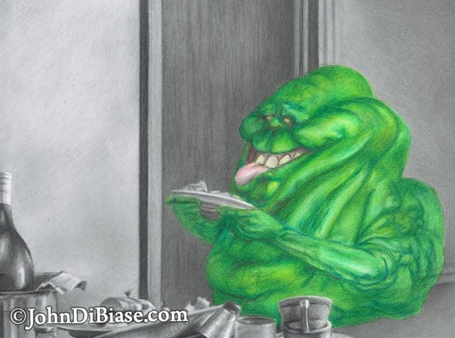 Slimer in Ghostbusters (1984) Drawing Print 11 x 8.5