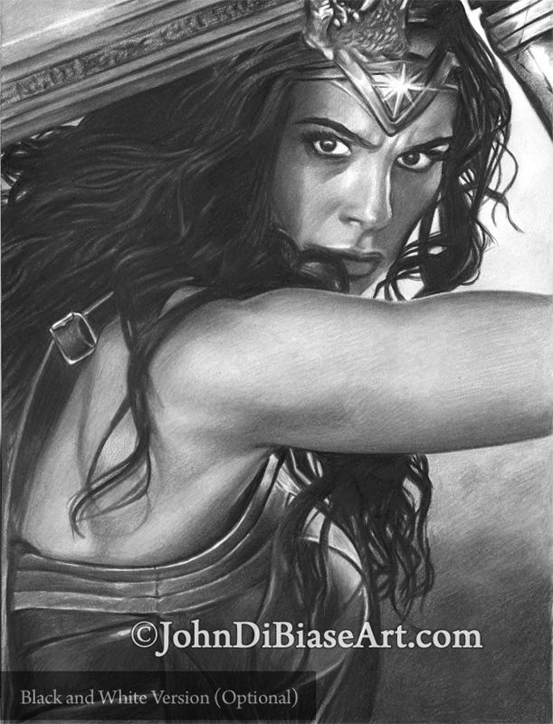 Wonder Woman / Gal Gadot (Batman V Superman / Justice League / WW84) Colored Pencil Drawing Print 8.5 x 11