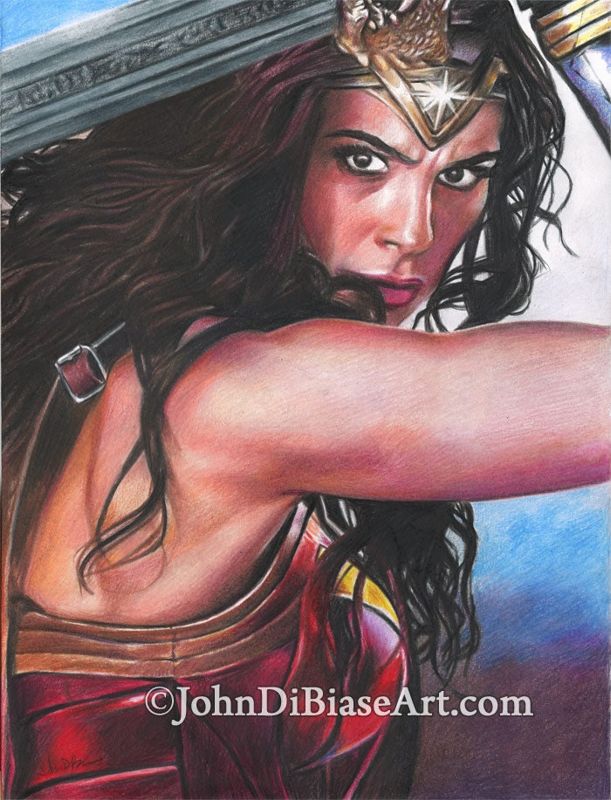 Wonder Woman / Gal Gadot (Batman V Superman / Justice League / WW84) Colored Pencil Drawing Print 8.5 x 11