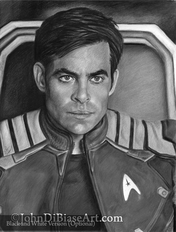 Chris Pine as Captain James T. Kirk in Star Trek Beyond Drawing Print 8.5 x 11