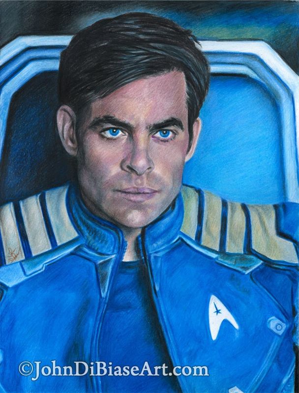 Chris Pine as Captain James T. Kirk in Star Trek Beyond Drawing Print 8.5 x 11