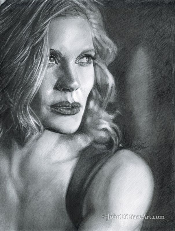 Katee Sackhoff Portrait Drawing Print (Star Wars / Battlestar Galactica)