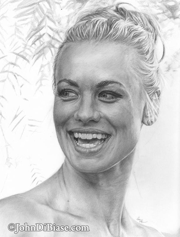 Drawing Print of Yvonne Strahovski (actress from Chuck / 24: Live Another Day)