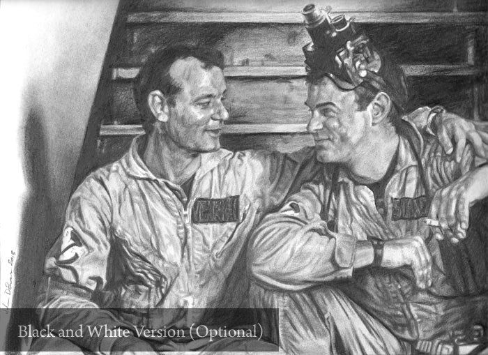 Ghostbusters Bill Murray and Dan Aykroyd Candid Drawing Print 8.5 x 11