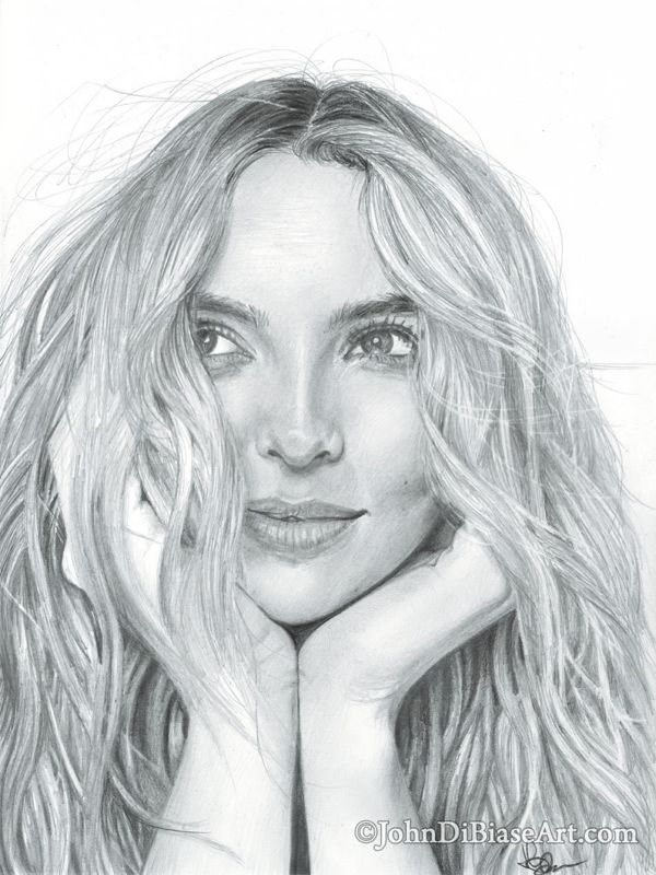 Jodie Comer Freehand Graphite Drawing Print