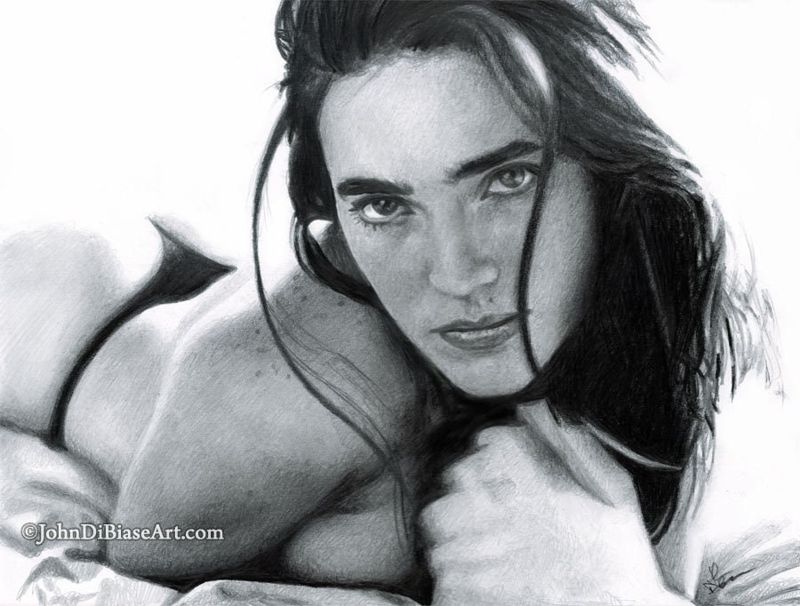 Jennifer Connelly Drawing Print (The Rocketeer / Hulk / Labyrinth)
