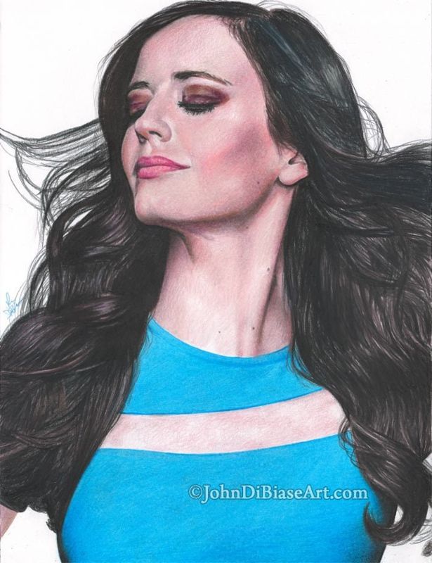 Eva Green Colored Pencil Drawing Print 8.5 x 11