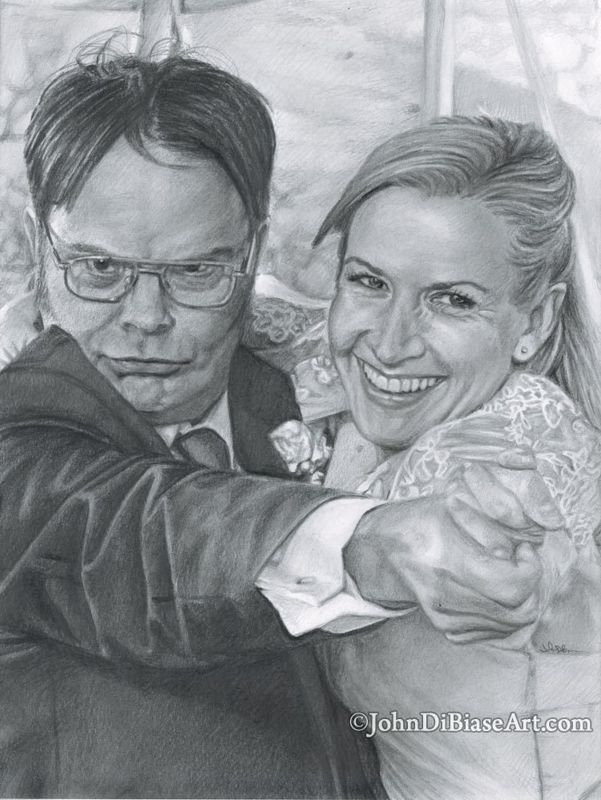 Dwight and Angela from "The Office" (Rainn Wilson and Angela Kinsey) Drawing Print