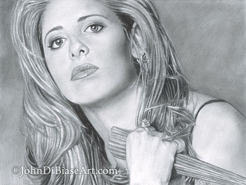 Buffy the Vampire Slayer (Sarah Michelle Gellar) Pencil Drawing Print