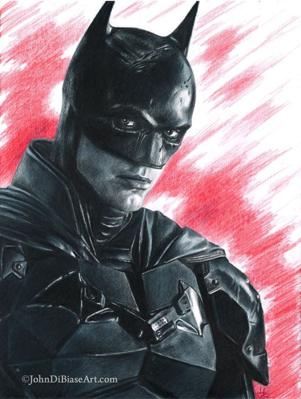The Batman (Robert Pattinson) Colored Pencil Drawing Print 8.5 x 11