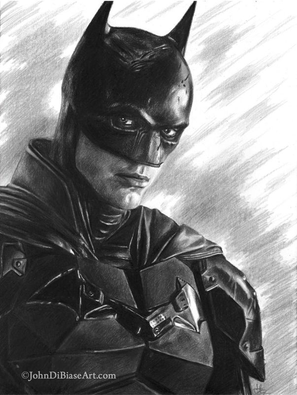 The Batman (Robert Pattinson) Colored Pencil Drawing Print 8.5 x 11