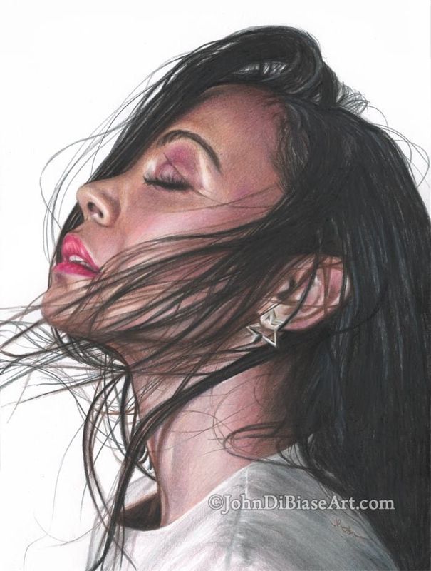 Zoe Saldana (Guardians of the Galaxy, Avengers, Avatar) Colored Pencil Drawing Print 8.5 x 11