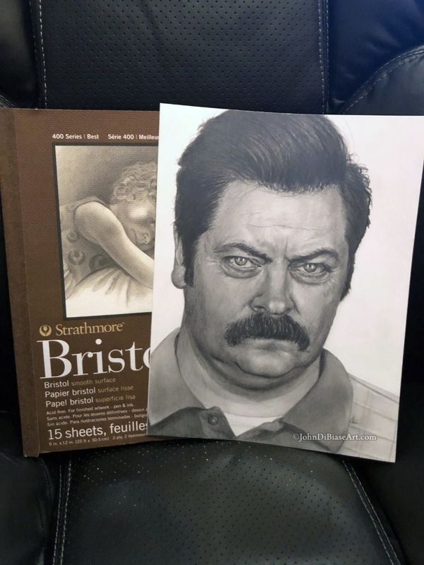 Original Graphite Pencil Drawing of Ron Swanson (Nick Offerman) from Parks and Recreation 9x12