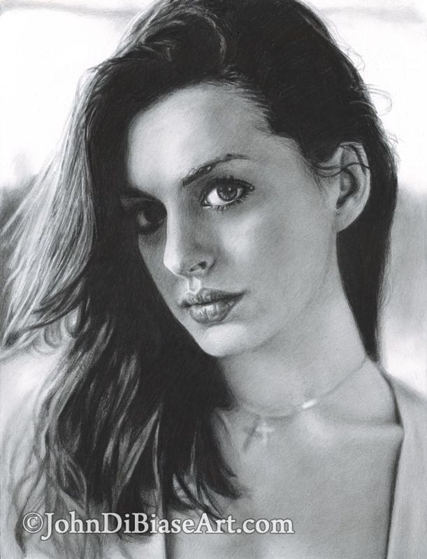 Drawing Print of Actress Anne Hathaway