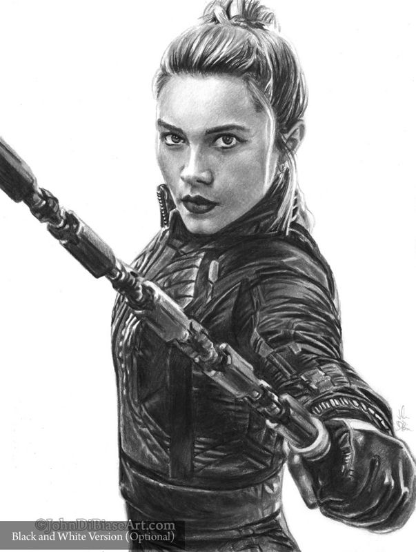 Yelena (Florence Pugh) in "Hawkeye" Colored Pencil Drawing Print - 2 Versions 8.5 x 11