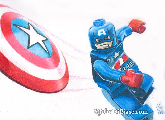 LEGO Captain America Drawing Print 8.5 x 11