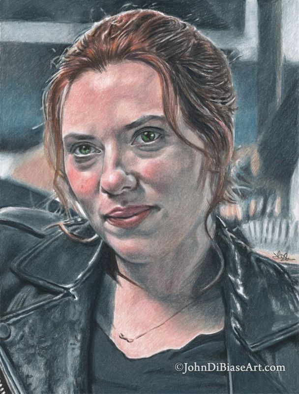 Natasha (Scarlett Johansson) in "Black Widow" Colored Pencil Drawing Print (Commission) 8.5 x 11