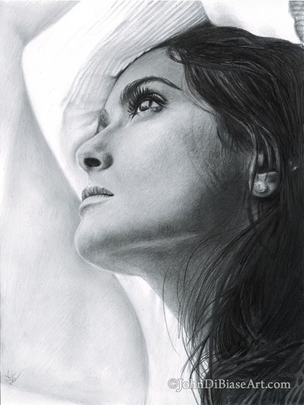 Salma Hayek Original Pencil Drawing A