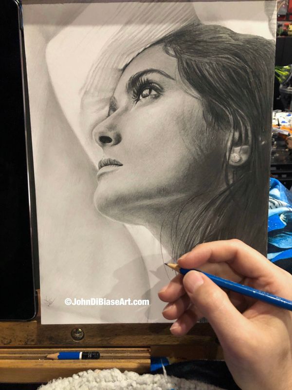 Salma Hayek Original Pencil Drawing A