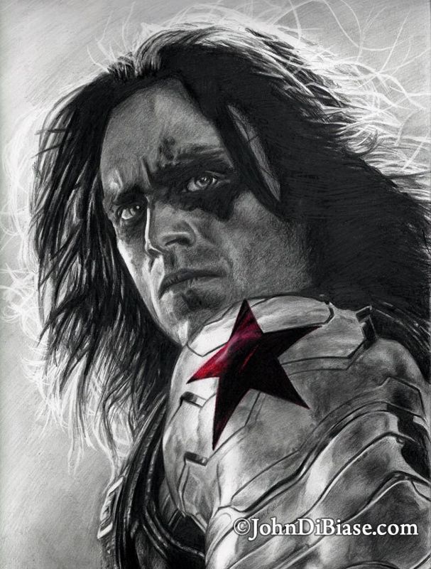 The Winter Soldier (Sebastian Stan) from Captain America: The Winter Soldier Drawing Print 8.5 x 11